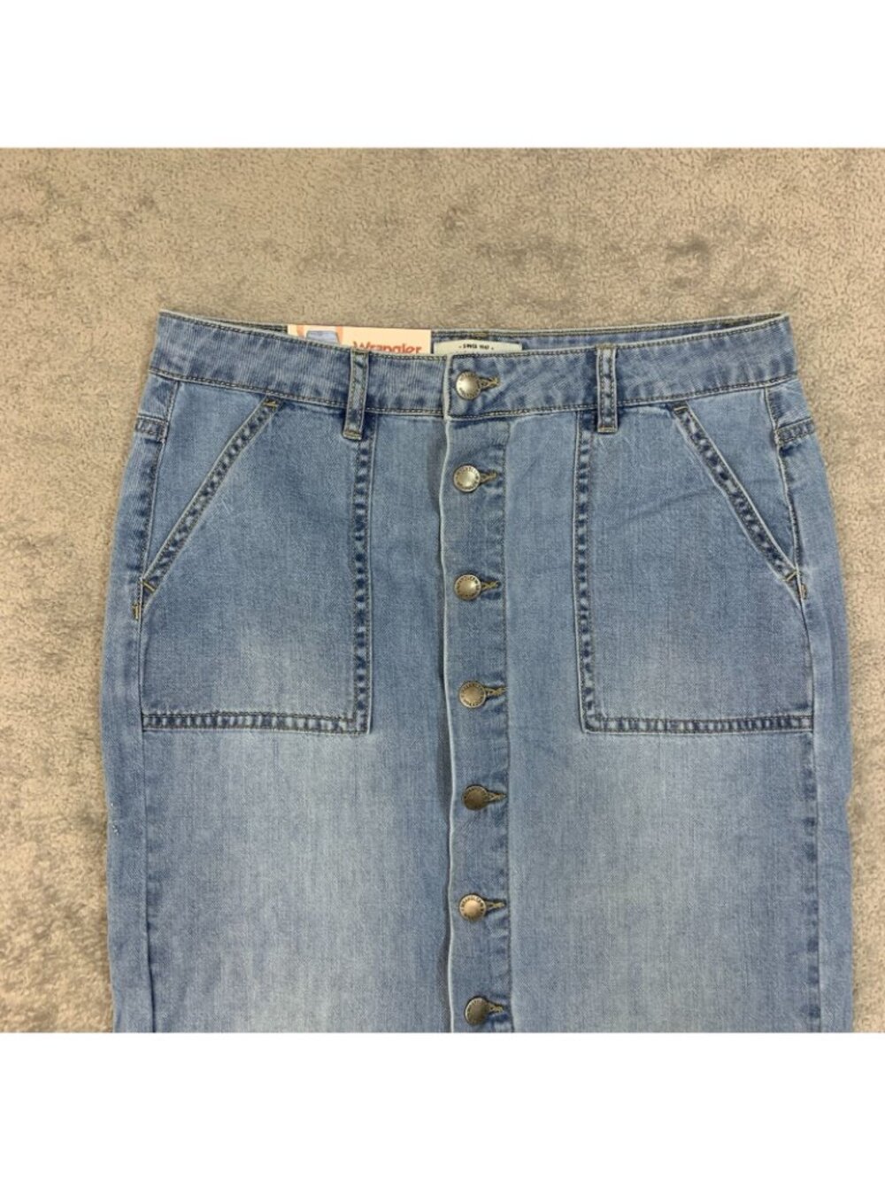 NWT Wrangler Women's 4 Chambray Midi Skirt Light Blue Button Front - Picture 11 of 13